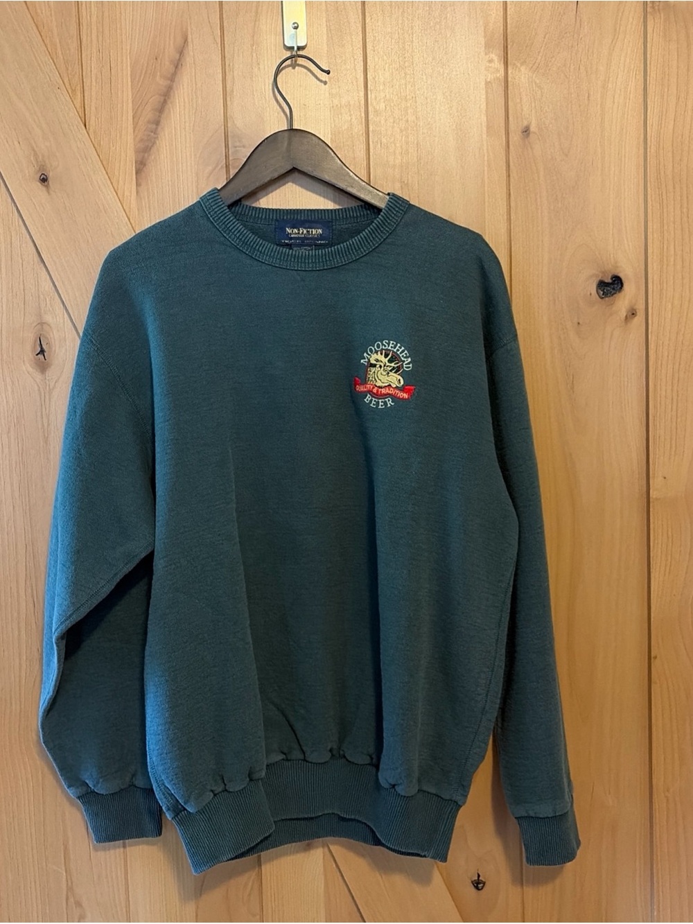 Vintage Moosehead Beer Canadian Lager Green Embroidered Crewneck Sweatshirt S